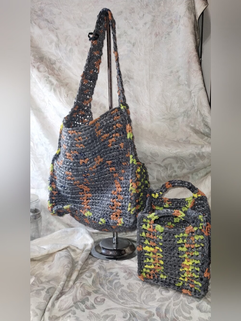 Recycled Plastic Crochet Bag With Separate Interior Bag
